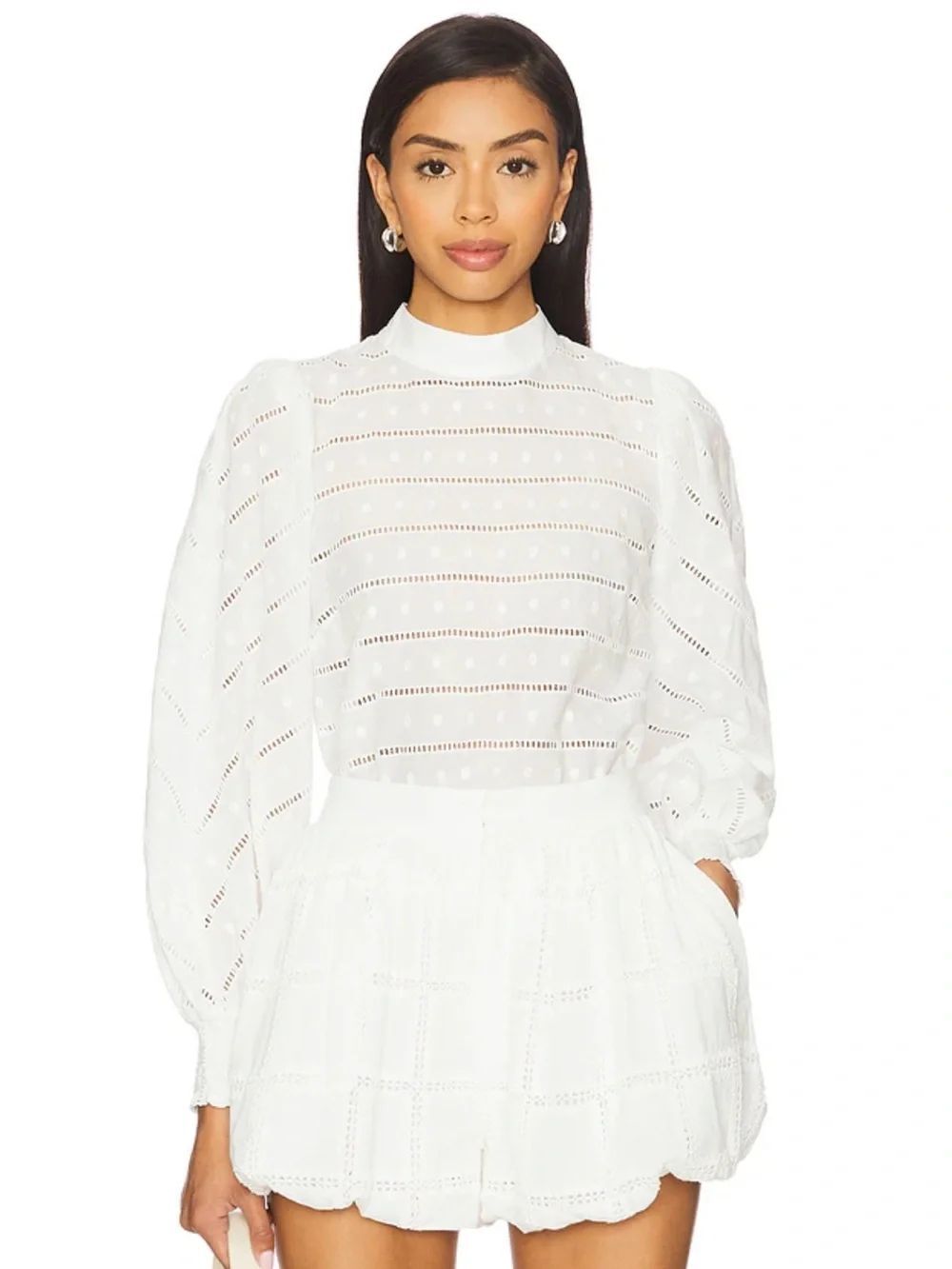 Maude Club White Eyelet Two-Piece shorts Set, S